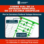 Cierre vial en colonia Amapolas por reparación de rejillas